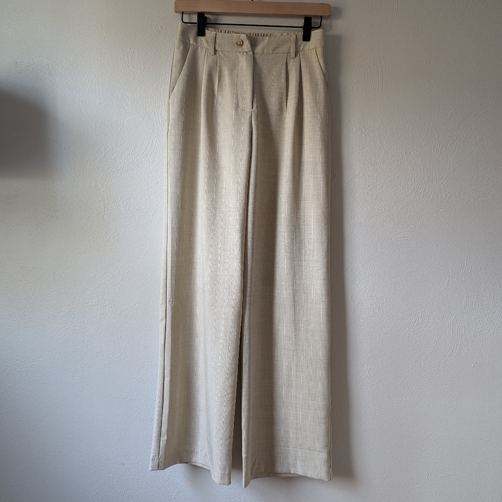 $10 SALE Skies Are Blue Anthropologie Trouser Pants Wide Leg Beige Size XS